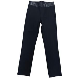 PAIGE Ponte Slim Straight Pants with Faux Leather Waistband